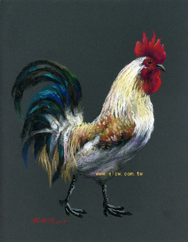 A Lucky Rooster 02_painted by Lai Ying-Tse 金雞報喜